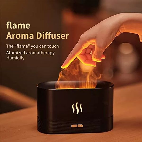 eFlame Humidifier And Aroma Diffuser Realistic Flame Effect Portable And Versatile Usag